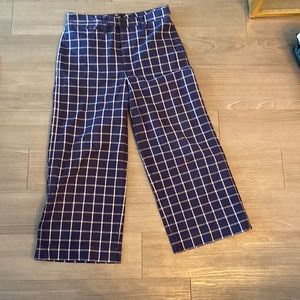 Madewell navy blue checkered pants cropped
